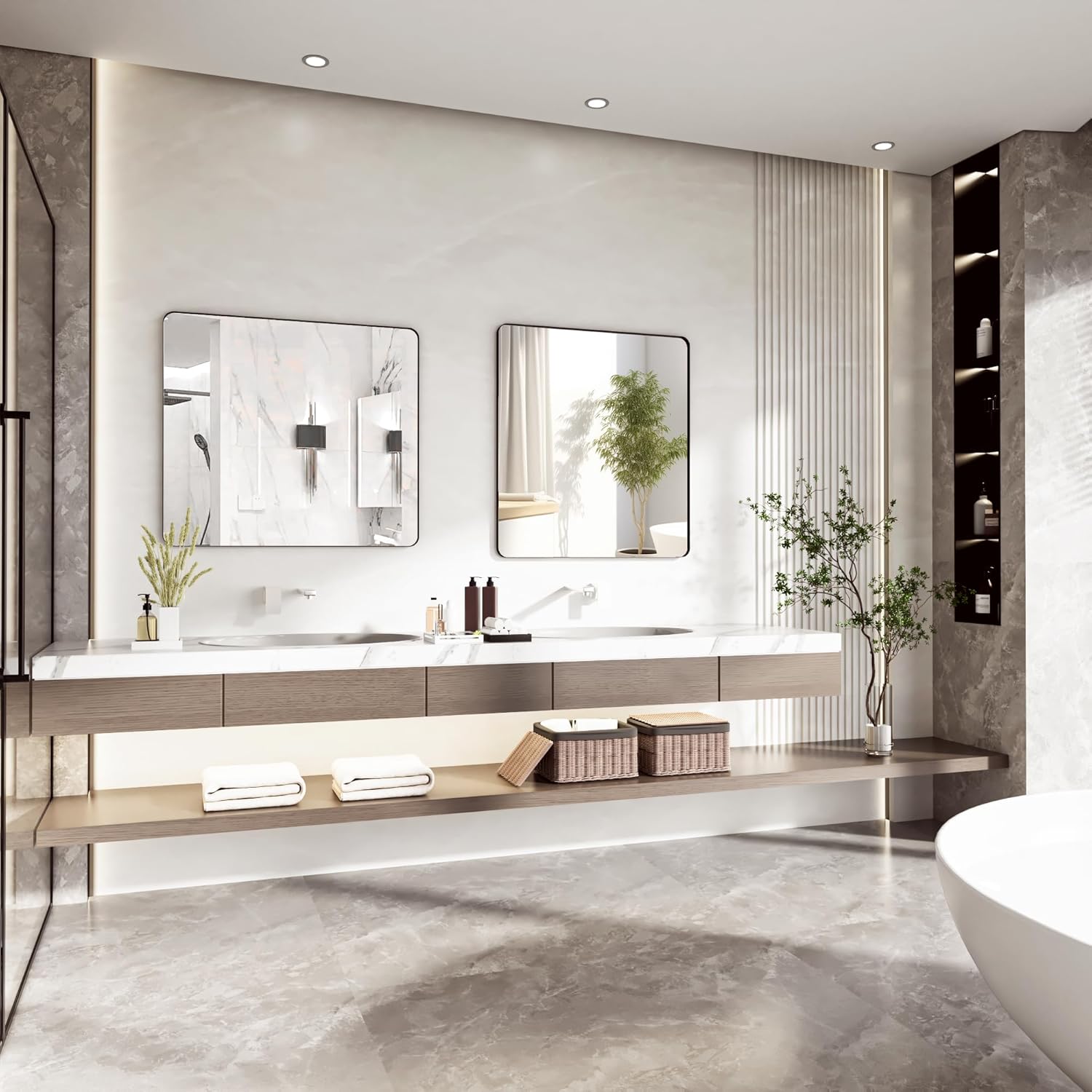 Rectangular Black Wall Mirror For Bedroom Living Room Decor_voghion.com